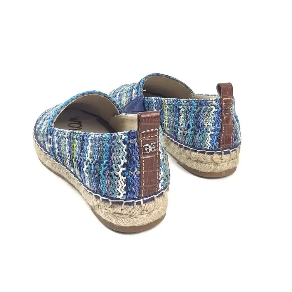 Sam Edelman Khloe Woven Raffia Espadrille Flats Sz 6.5 Blue